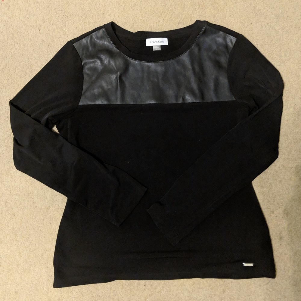 Calvin Klein top with leather detailing